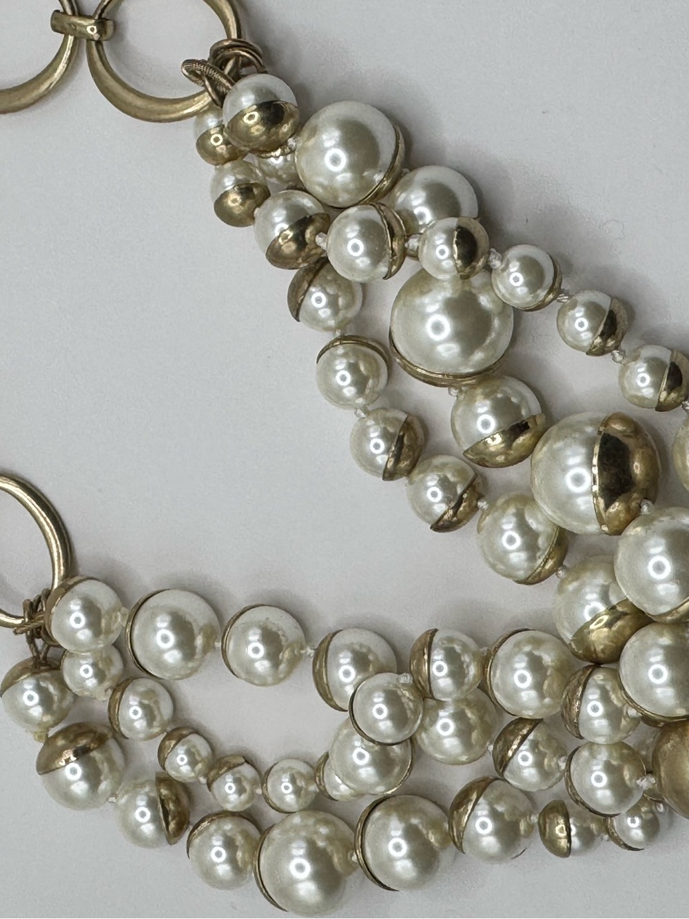Elegant Bracha Gold and Ivory Faux Pearl Statement Necklace - Women Jewelry